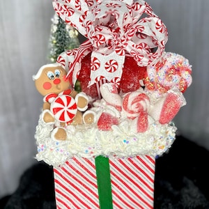 Christmas decor, Christmas boxes, Christmas gingerbread, faux peppermint decor, Christmas table decor