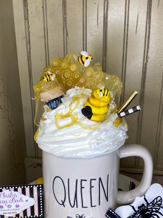 Bee mug topper, fake bakes, mug toppers, Bee decor, fake sweets, tiered tray,