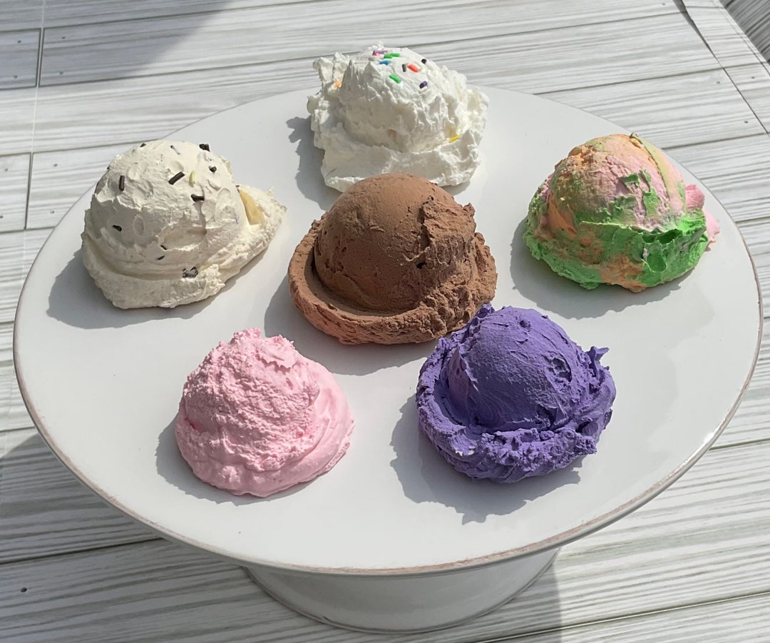 Fake Ice Cream Scoops, Fake Ice Cream, Tiered Tray Decor, Ice Cream