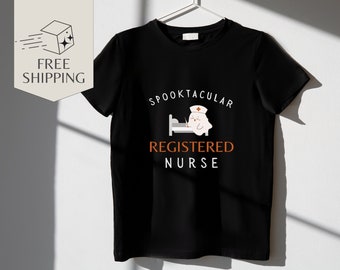 Personalizable Spooktacular Registered Nurse Halloween T-Shirt | Cute Ghost | Funny | Spooky | Fall | Festive | Unisex | Gift | Party