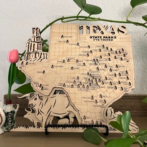3D Wooden Texas State Parks Map: Personalized Travel Tracker