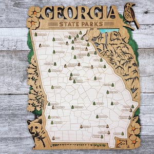 3D Georgia State Parks Map, State Parks Marker, Personalized Georgia State Park Travel Map, Home Decor, Gift Travelers Hikers, Bucket List