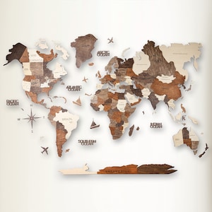 3D Wooden World Map Wall Art: Home Decor, Travel Gift, Tracker Map