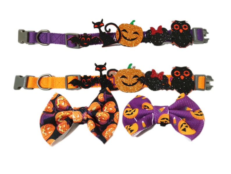 P.Y.T. PET_Sales BUY1GET1FREE_Halloween Thanksgiving Dog Collars, décor,Detachable Embellishment,Pumpkin, Bat,Owl,Bow Tie, Holiday Accessory image 4