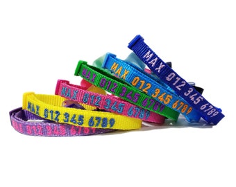 P.Y.T. PET_Personalized Cat Collars, Extra Small Dog Collars, Customized Embroidered Cat Collar with Name and Phone ID Collar with Bell, Bow