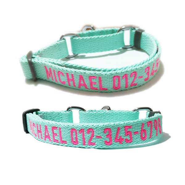 P.Y.T. PET_Personalized Martingale Dog Collar Customized with Embroidered phone and name_ID Collar Small Medium Large Size for Boy Girl Dog