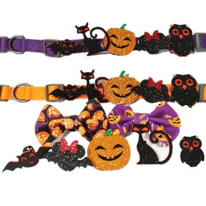 P.Y.T. PET_Sales BUY1GET1FREE_Halloween Thanksgiving Dog Collars, décor,Detachable Embellishment,Pumpkin, Bat,Owl,Bow Tie, Holiday Accessory image 2