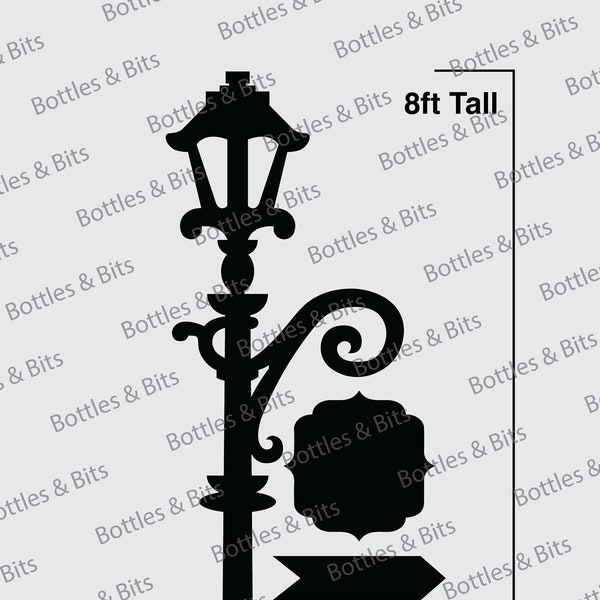 8ft Street Lamp Lantern Printable Template Trace and Cut Christmas Holiday Silhouette Decor PDF Stencil