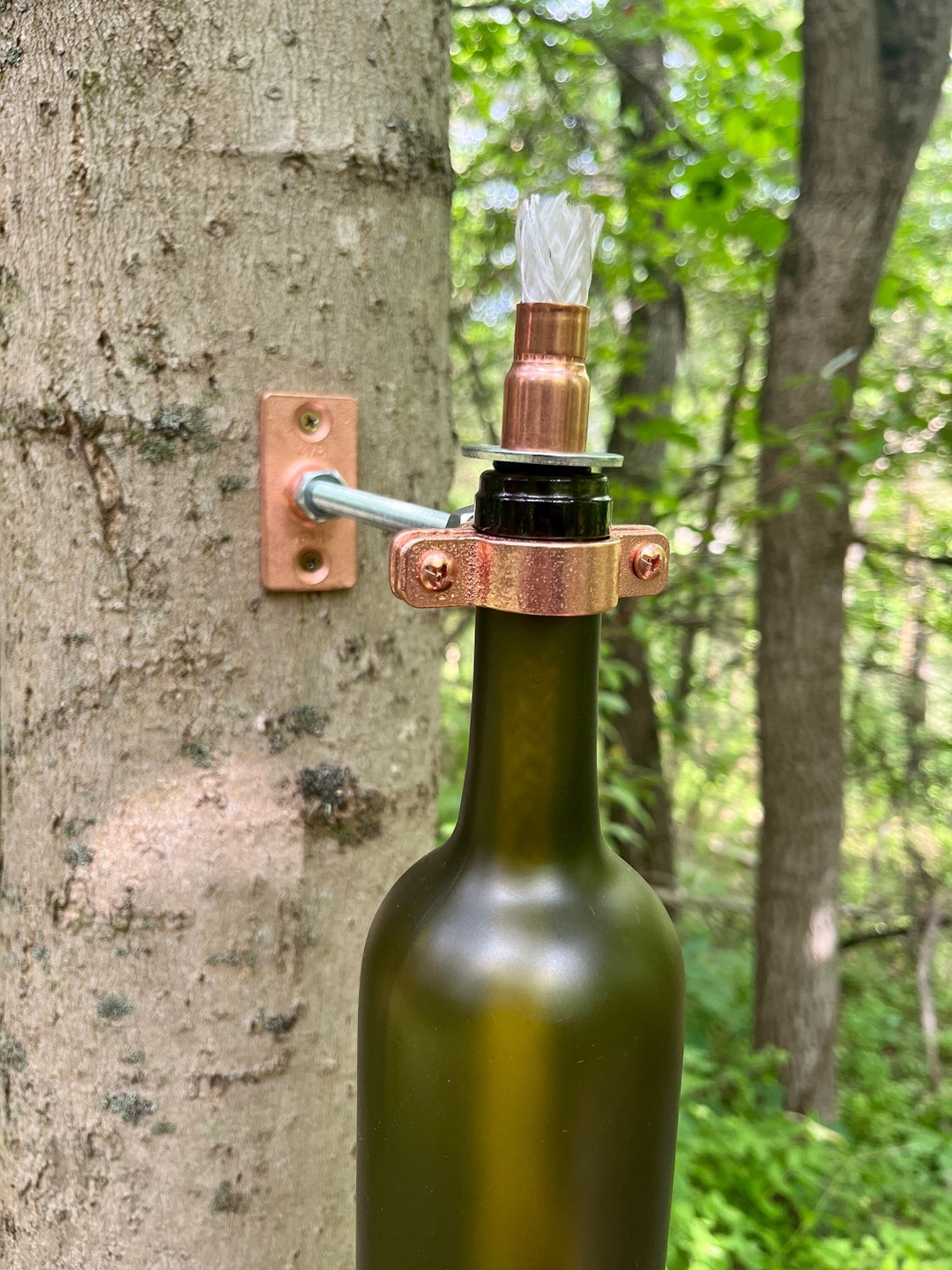 Wine Bottle Hanging Tiki Torch Kit in Copper 1 Kit Outdoor Etsy