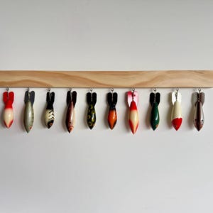 Custom Antique Nautical Wooden Bomber Fishing Lure Collection Display