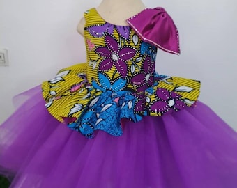 African print tulle party dress, girls' ball dress, gorgeous little girls occasion dress