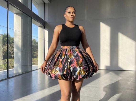 Abstract Print Bubble Mini Skirt