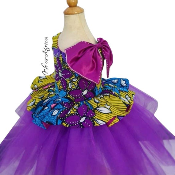 African print tulle party dress, girls' ball dress, gorgeous little girls occasion dress