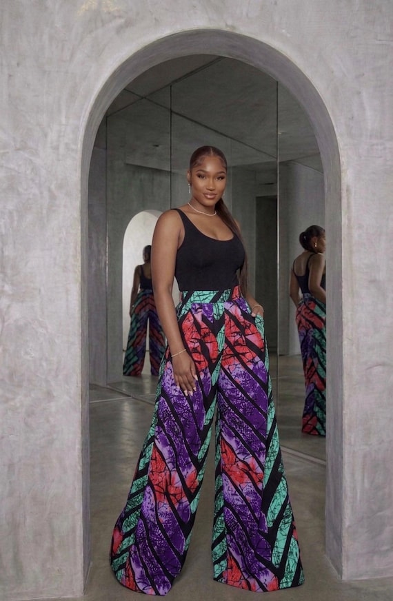 High Waisted African Print Colorful Pants