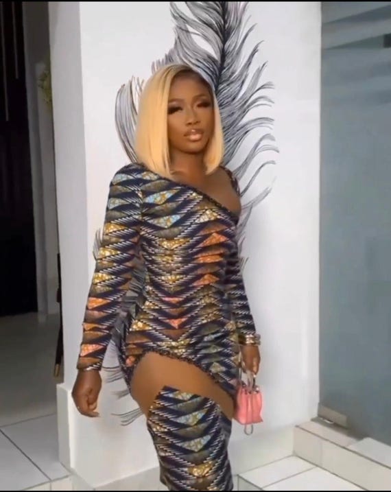 African print Illusion cut out dress