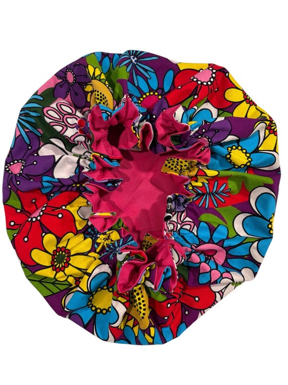 African print bonnet- cotton lined- reversible bonnet