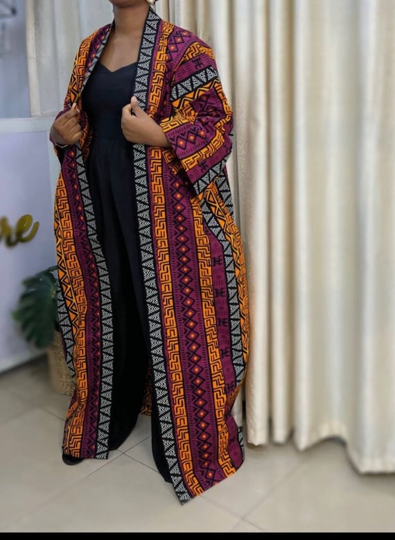 Ankara Kimono dress, Tribal print kimono, maxi dress, African fashion