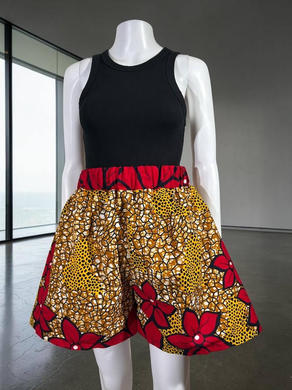 African Print Flare Shorts in Skort Style