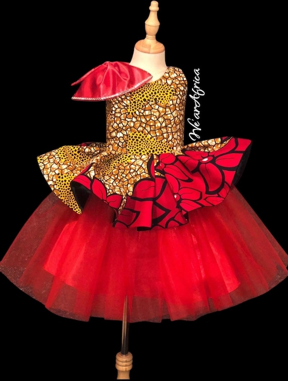 African print tulle party dress, girls' ball dress, gorgeous little girls occasion dress