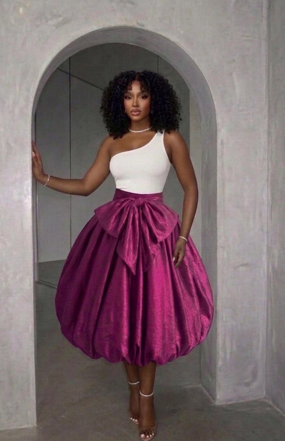 Magenta Bubble Bow Skirt