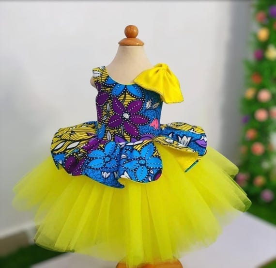 African print tulle party dress, girls' ball dress, gorgeous little girls occasion dress