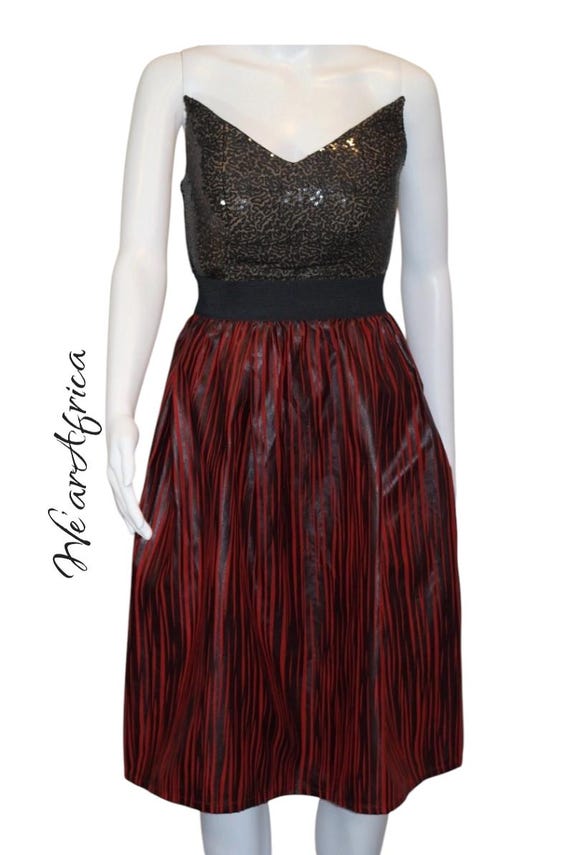 Velvet faux leather skirt