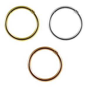 9K Gold Clicker Earring / Solid Gold Nose Ring/ Cartilage Earring- Hinged Segment Ring- 20G ,18G & 16G Hoops ( White Gold/ Rose Gold/ Gold)