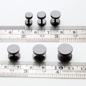 Fake Black Ear Plug Sold As Single Piece Fake Ear Gauge Cheater Plug 16 Gauge Earrings 6mm to 12mm Diameter Price for 1 Piece image 5