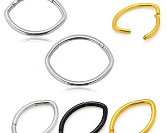 Oval Septum Ring- Hinged Septum Ring- Septum Clicker- Ear Cartilage Hoop- 16 Gauge Hoop- Surgical Steel