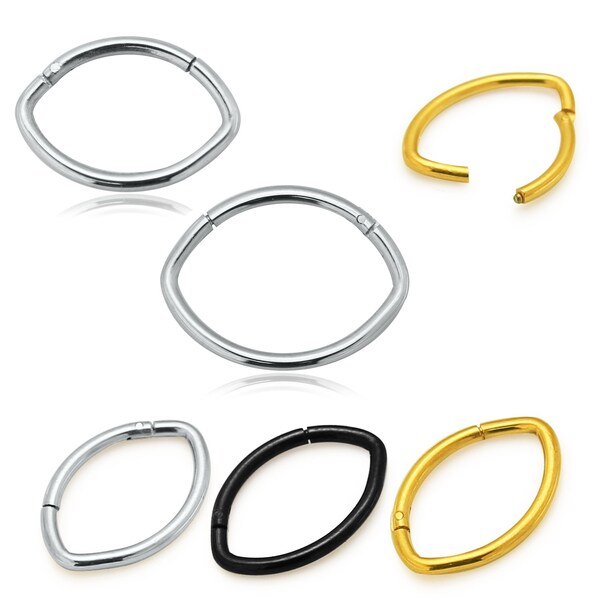 Oval Septum Ring- Hinged Septum Ring- Septum Clicker- Ear Cartilage Hoop- 16 Gauge Hoop- Surgical Steel