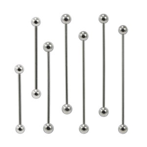 Titanium Industrial Piercing / Scaffold Piercing Bar Ball End Industrial Barbell 14G 1.6mm Industrial Bar Sold as a Piece image 3