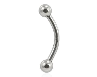 Barre d'haltères courbée filetée externe en titane - Piercing pour les sourcils/boucle d'oreille cartilage - Barre en titane - Barre d'haltères incurvée 14G/16G