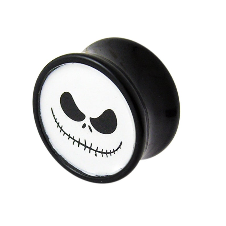 4mm-24mm Acrylic Gauges Ear Stretcher Skull Gauges Pair Skeleton Face Double Flared Ear Plugs Halloween Collection