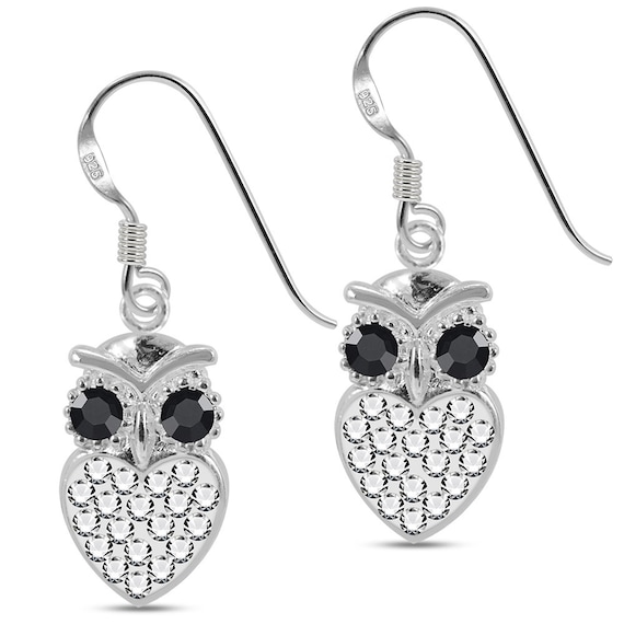 Silver owl earrings best sale
