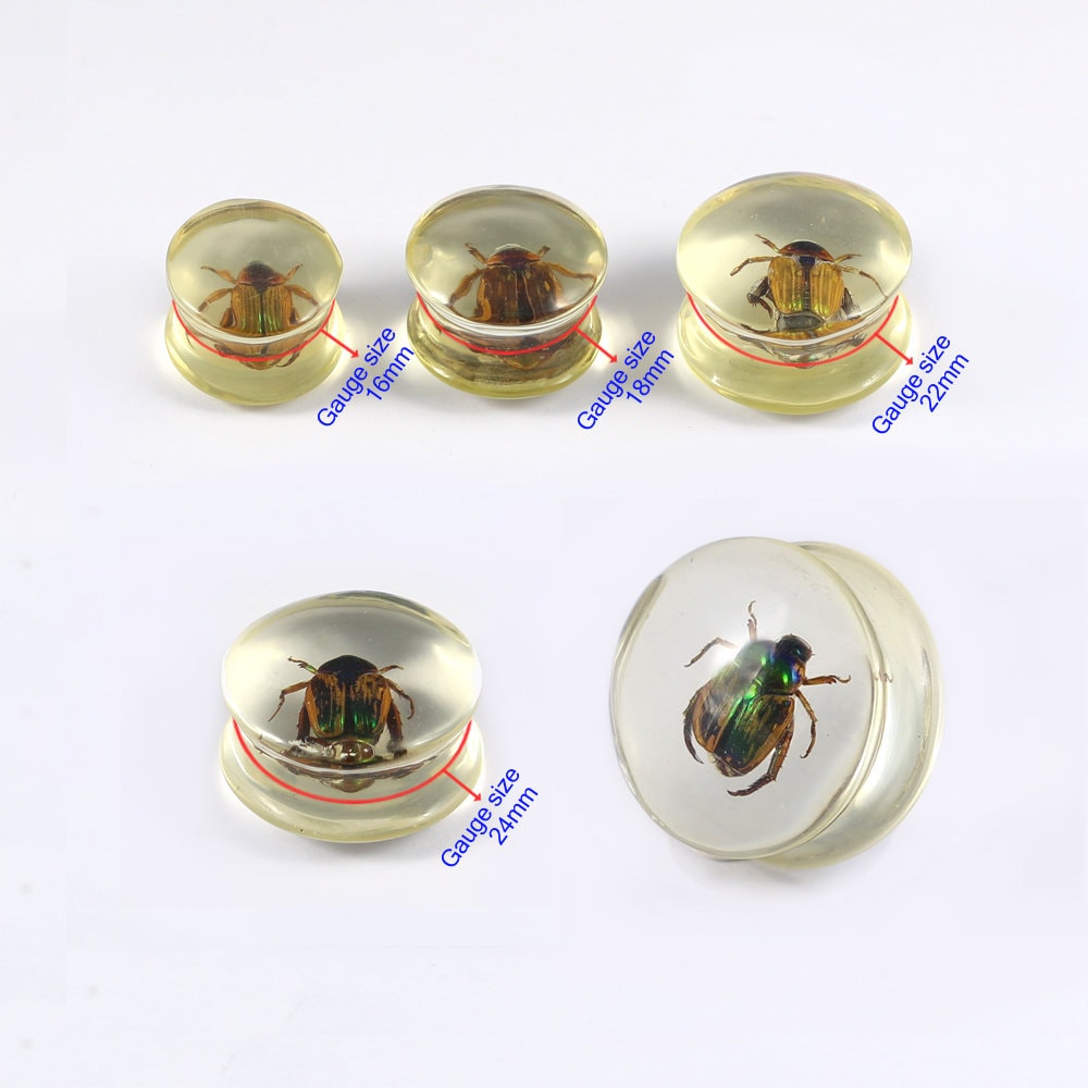 Pick Your Gauge Size Pair of Beetle Inlay Saddle Plugs 3/4-32mm 
