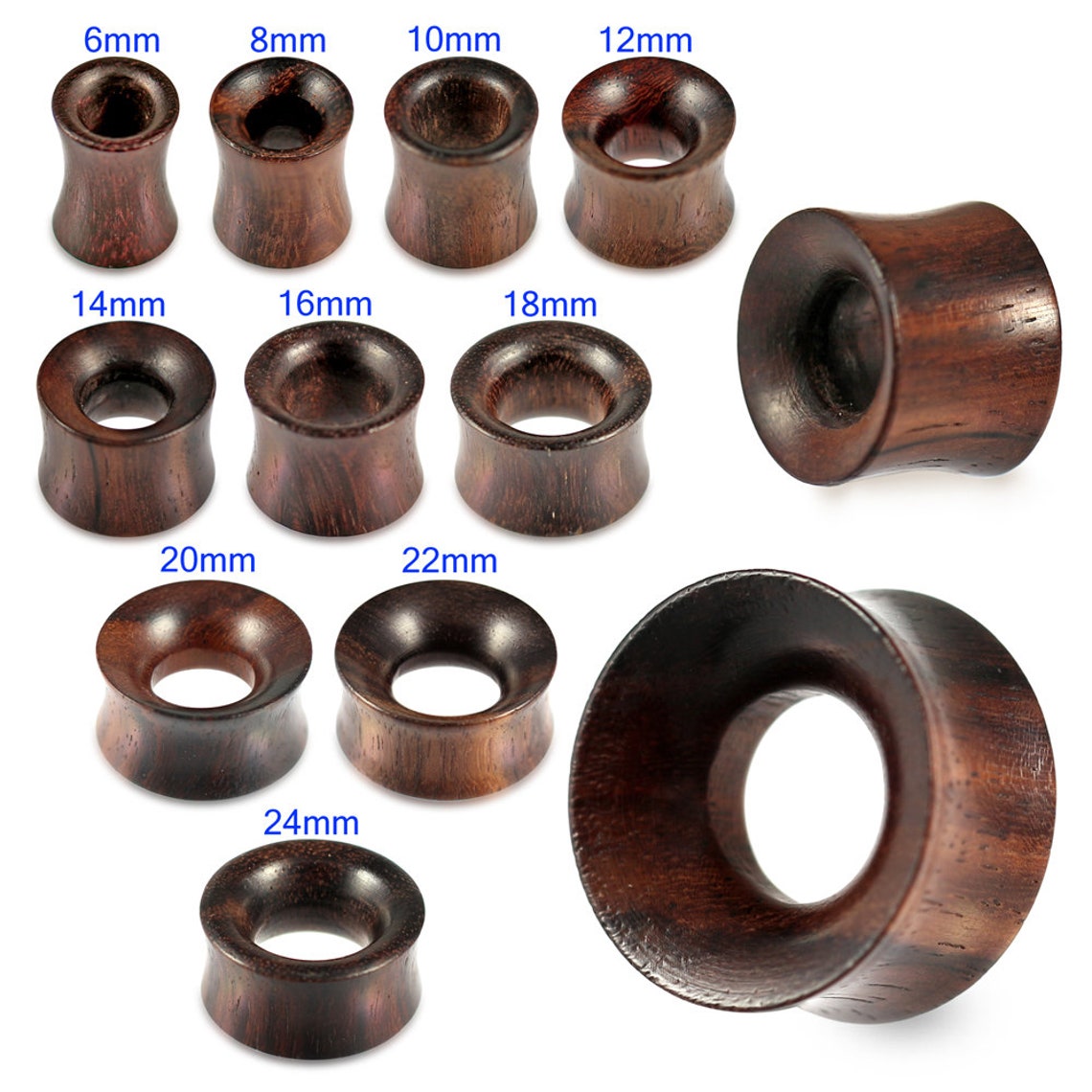 Lobal Domination Organic Wood Striped Tunnels/Plugs – Coconut & Areng – Body Jewelry Pair