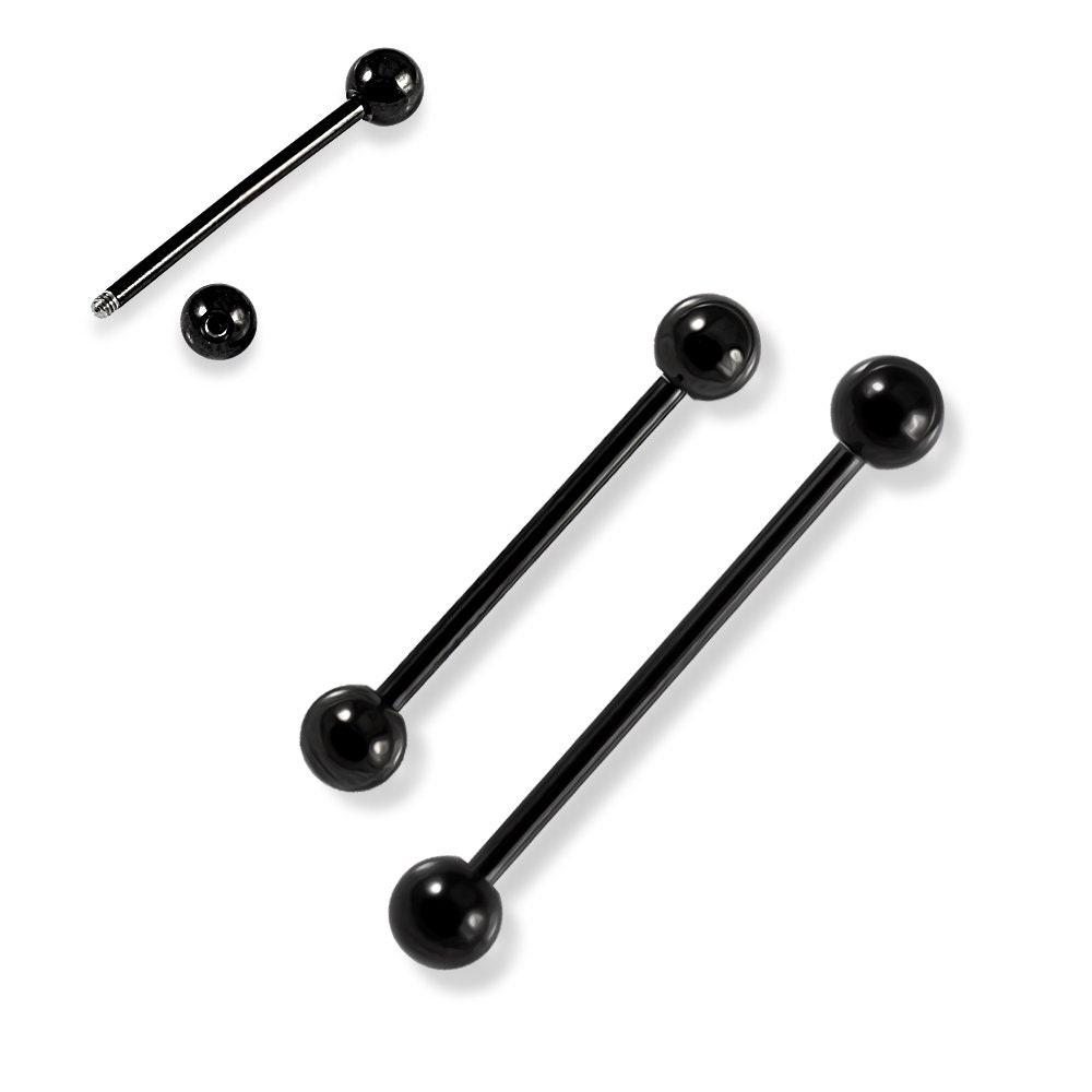 Black Tongue Bar Anodized Surgical Steel Tongue Ring Tongue Etsy