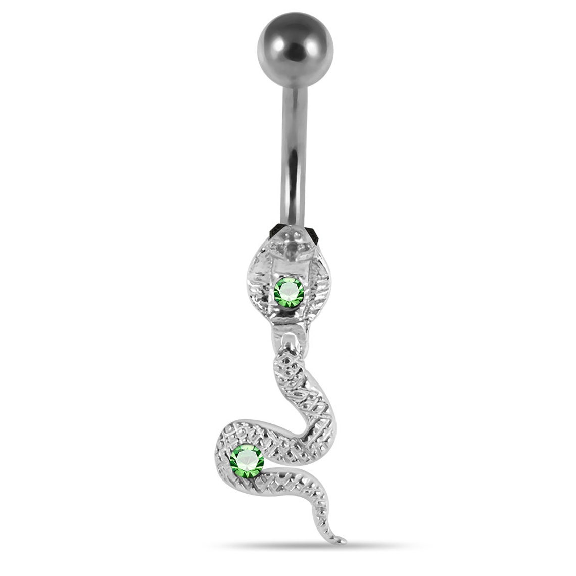 Gem Decorated Snake Belly Ring With Dangling Tail CZ Belly Etsy