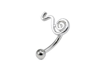 Spirale Augenbraue Ring/ Turm Piercing Ring- Sterling Silber und Chirurgenstahl Curved Barbell- 16 Gauge Barbell- Preis für 1 Stück