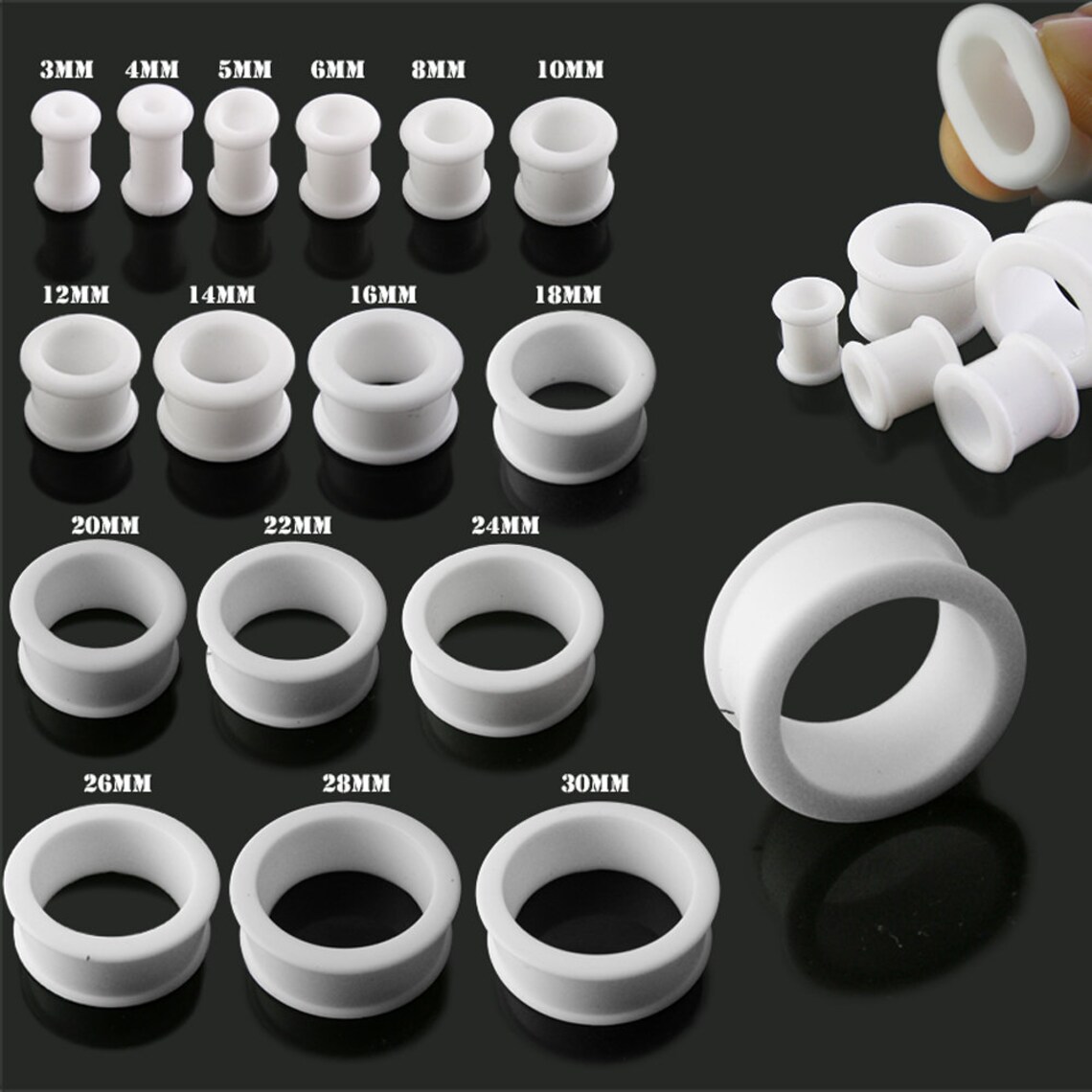 Simple White Tunnels Silicone Gauges Tunnel Earrings Plugs Etsy