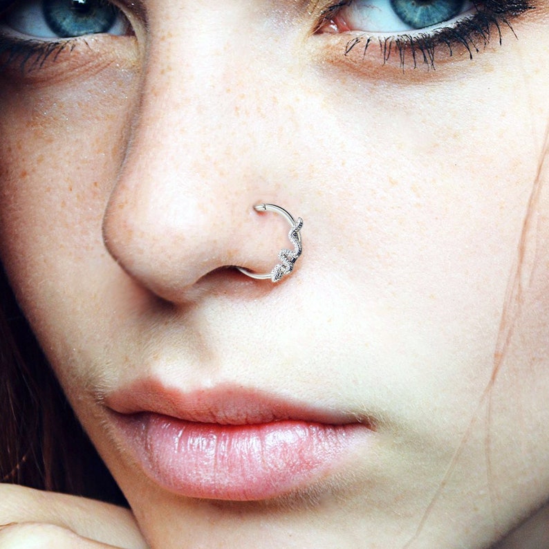 Snake Hinged Septum Ring/ Cartilage Hoop Septum Clicker/ Etsy