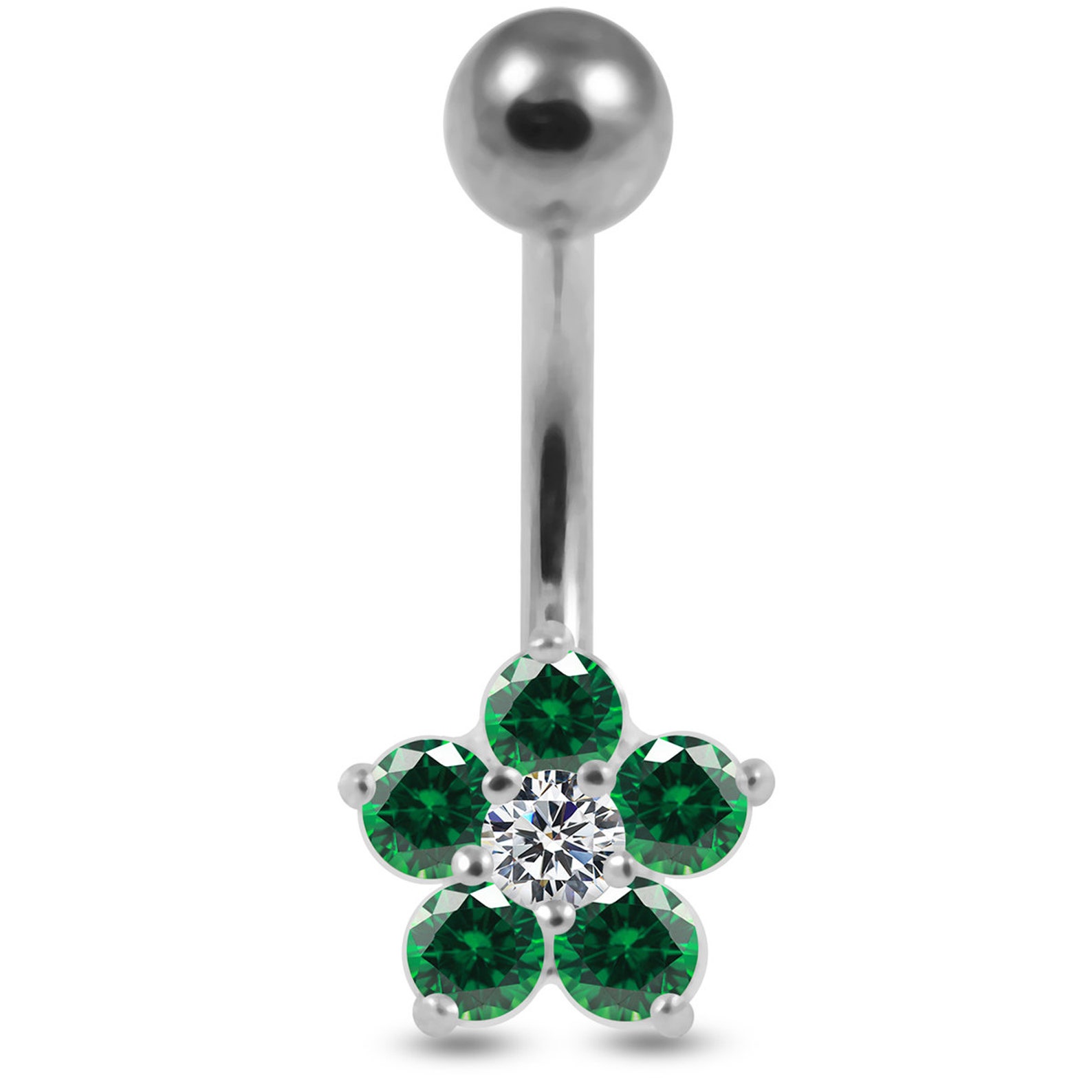 Small Flower Belly Ring Crystal Belly Ring CZ Belly Button Etsy
