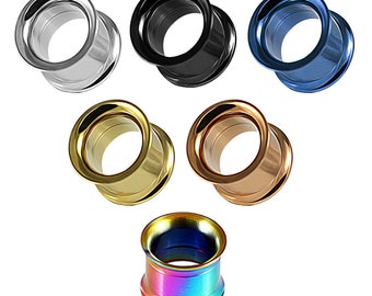 Anodized Steel Flesh Tunnels- Price for one piece - Internally Threaded Screw Fit Ear Gauges- Plugs and Tunnels (2mm- 30mm Sizes)