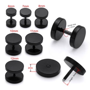 Fake Black Ear Plug Sold As Single Piece Fake Ear Gauge Cheater Plug 16 Gauge Earrings 6mm to 12mm Diameter Price for 1 Piece image 2