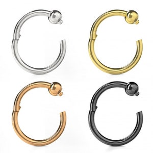 Surgical Steel BCR Clicker - Anodized Captive Bead Ring - Ear Cartilage Hoop/ Septum Ring/ Eyebrow Ring- (Multiple Colours) Sold as a piece.