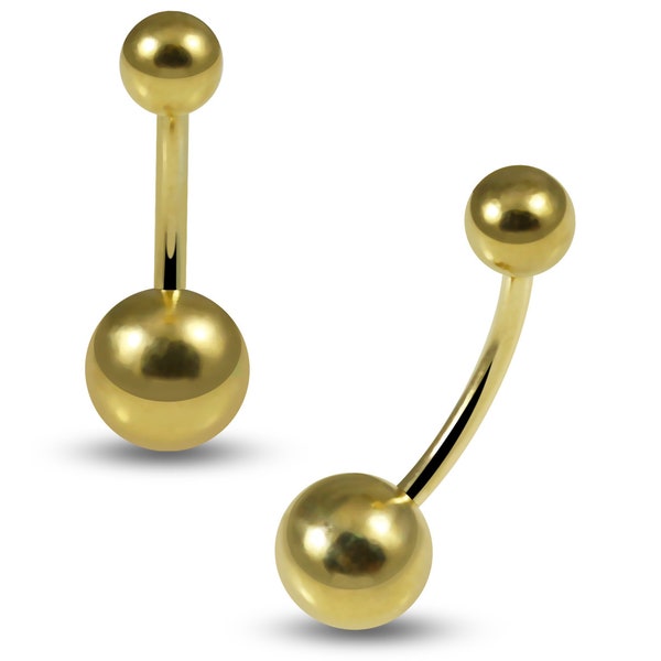 Solid Yellow Gold Internally Threaded Belly Bar - Price For One Piece
