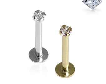 Lab Grown Diamond Labret- 14K Gold Labret- Cartilage Earring/Lip Stud- 16 Gauge Studs