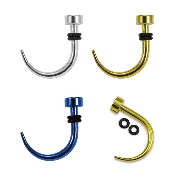 Curved Ear Taper With "O" Rings- Price for one piece - Unique Taper Gauges- Anodized Surgical Steel Ear Plugs  (Sizes 8G-16G Available)