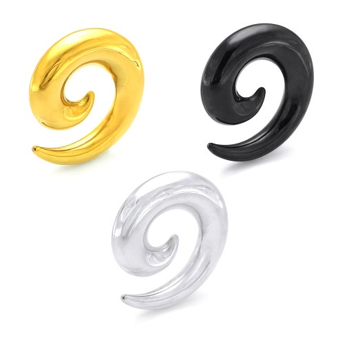 Covet Jewelry Romantic Swirls Steel Ear Gauge Spiral Hanging Taper 