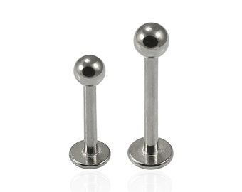 Ball Top Labret Stud- Lip Labret/ Cartilage Earring- Surgical Steel Flat Back Studs- 14 Gauge/ 16 Gauge Labret